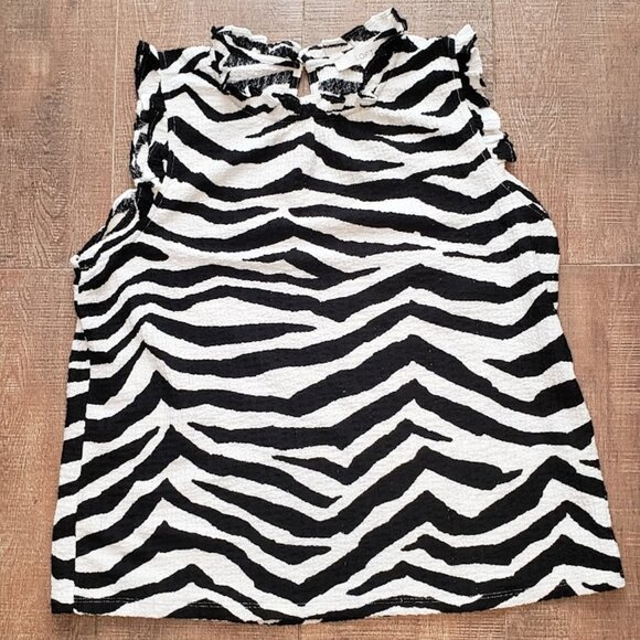 LOFT Ann Taylor Women's Tiger Animal Print Textured Ruffle Top Size M - Picture 4 of 8